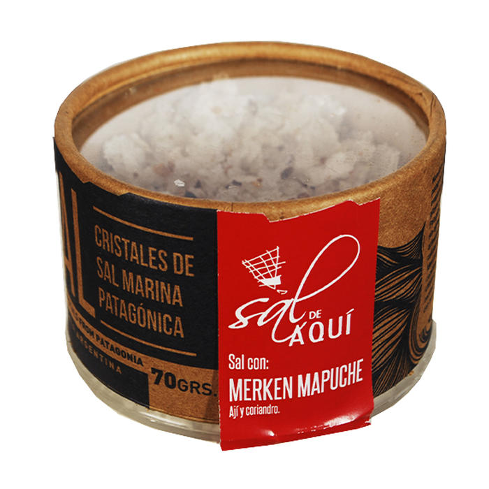 Sal de Aqui con Merken Mapuche Aji y Coriandro x70grs - Cristales de Sal Marina